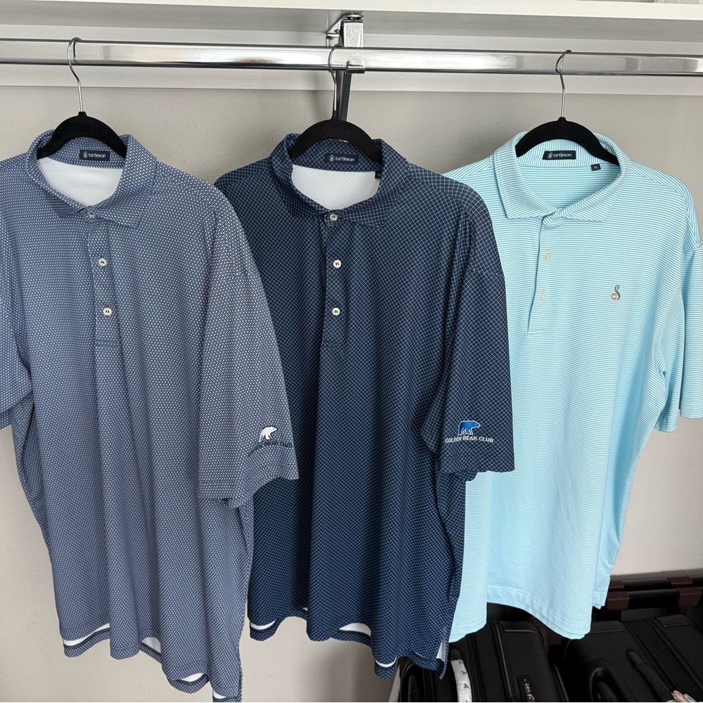 Turtleson Polo Shirt Set - Blue, Navy, and Light Blue